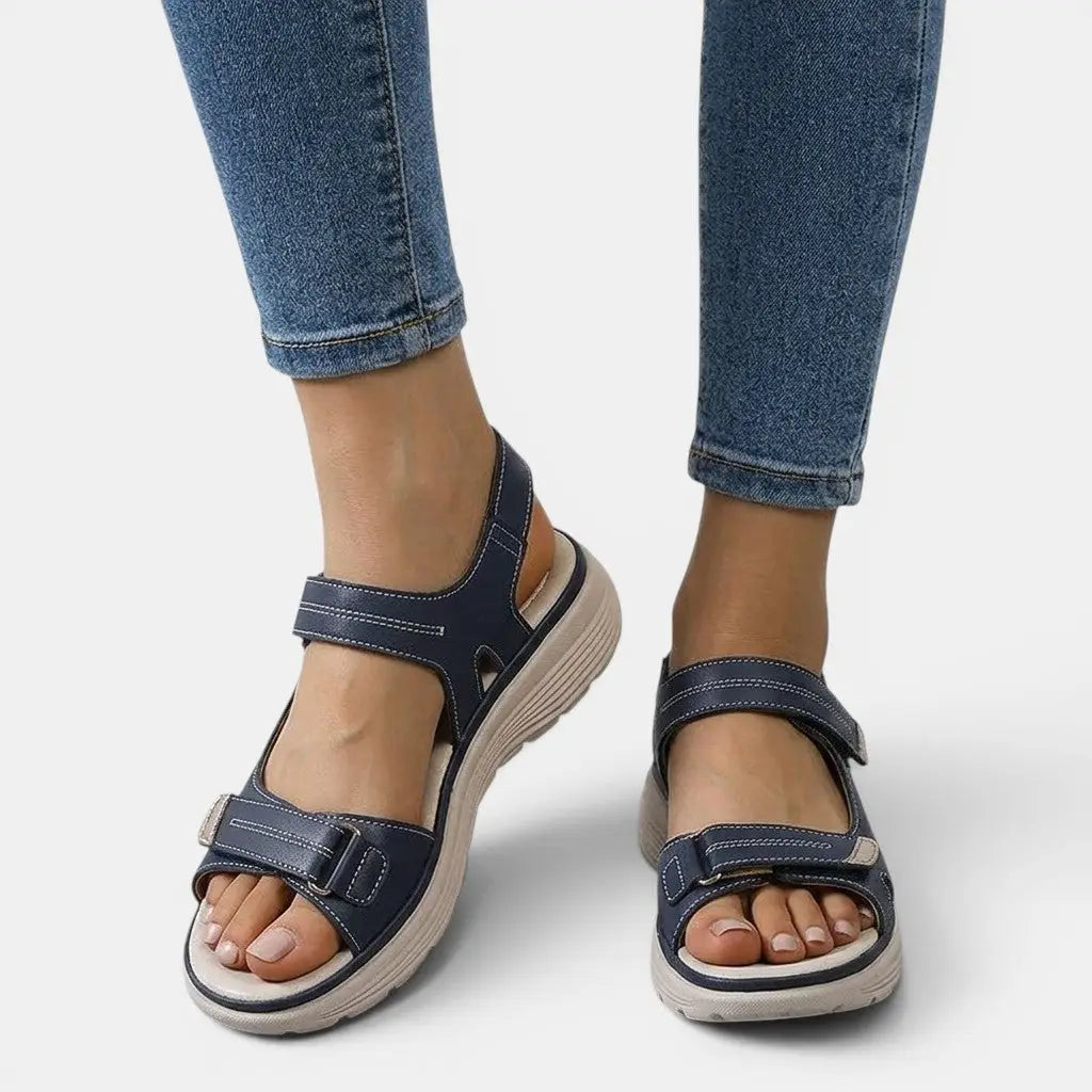 Adjustnude — Adjustable Synthetic Orthopedic Sandals With Comfortable Summer Design Blue