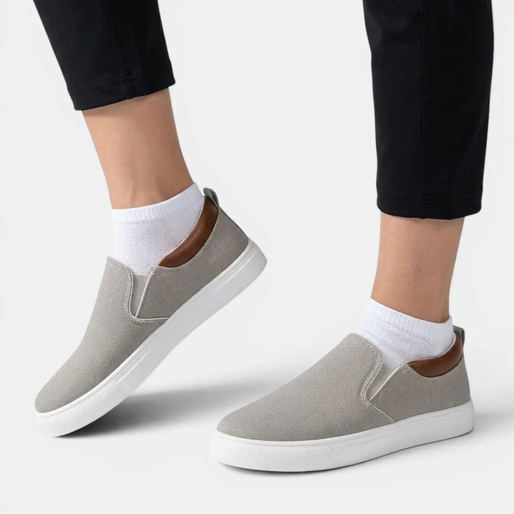 Casualbreeze — Breathable Fabric Slip-On Sneakers With Stylish Comfortable Casual Design Grey