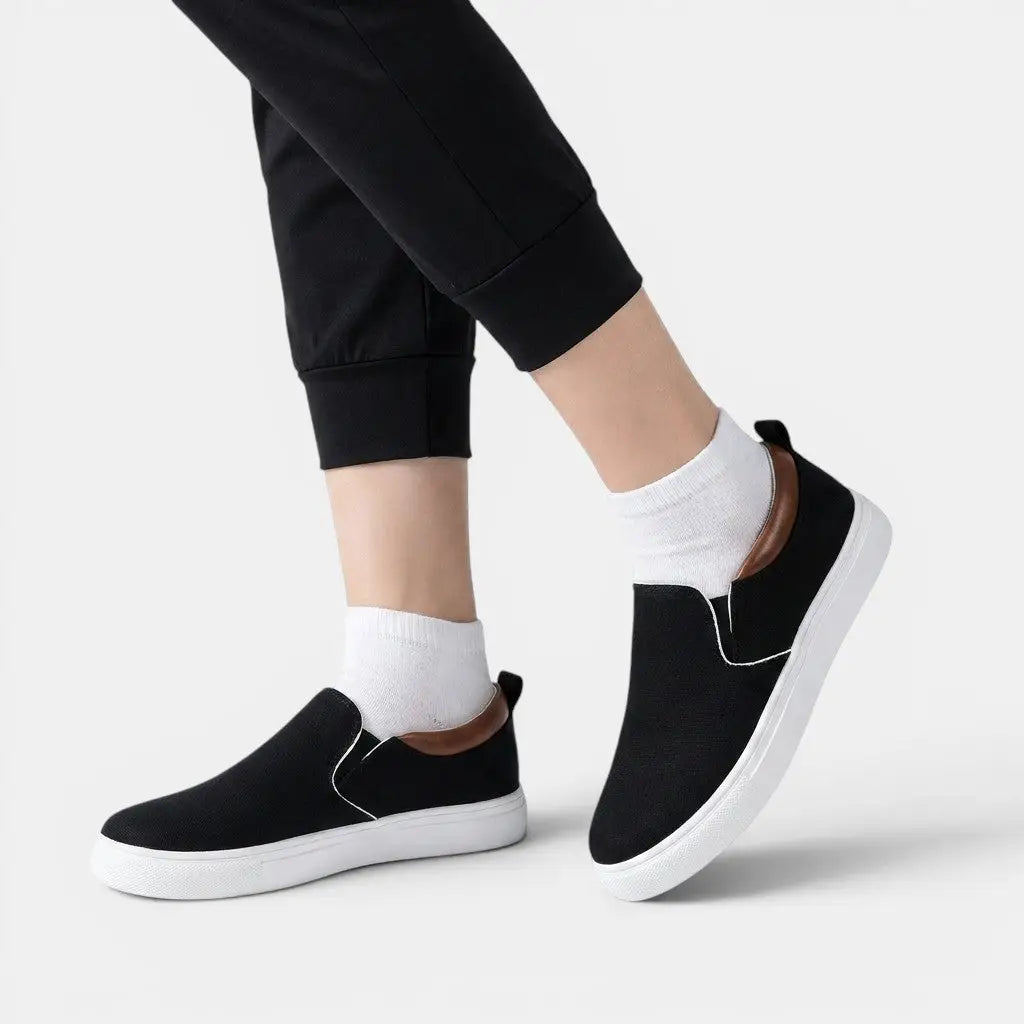 Casualbreeze — Breathable Fabric Slip-On Sneakers With Stylish Comfortable Casual Design Black
