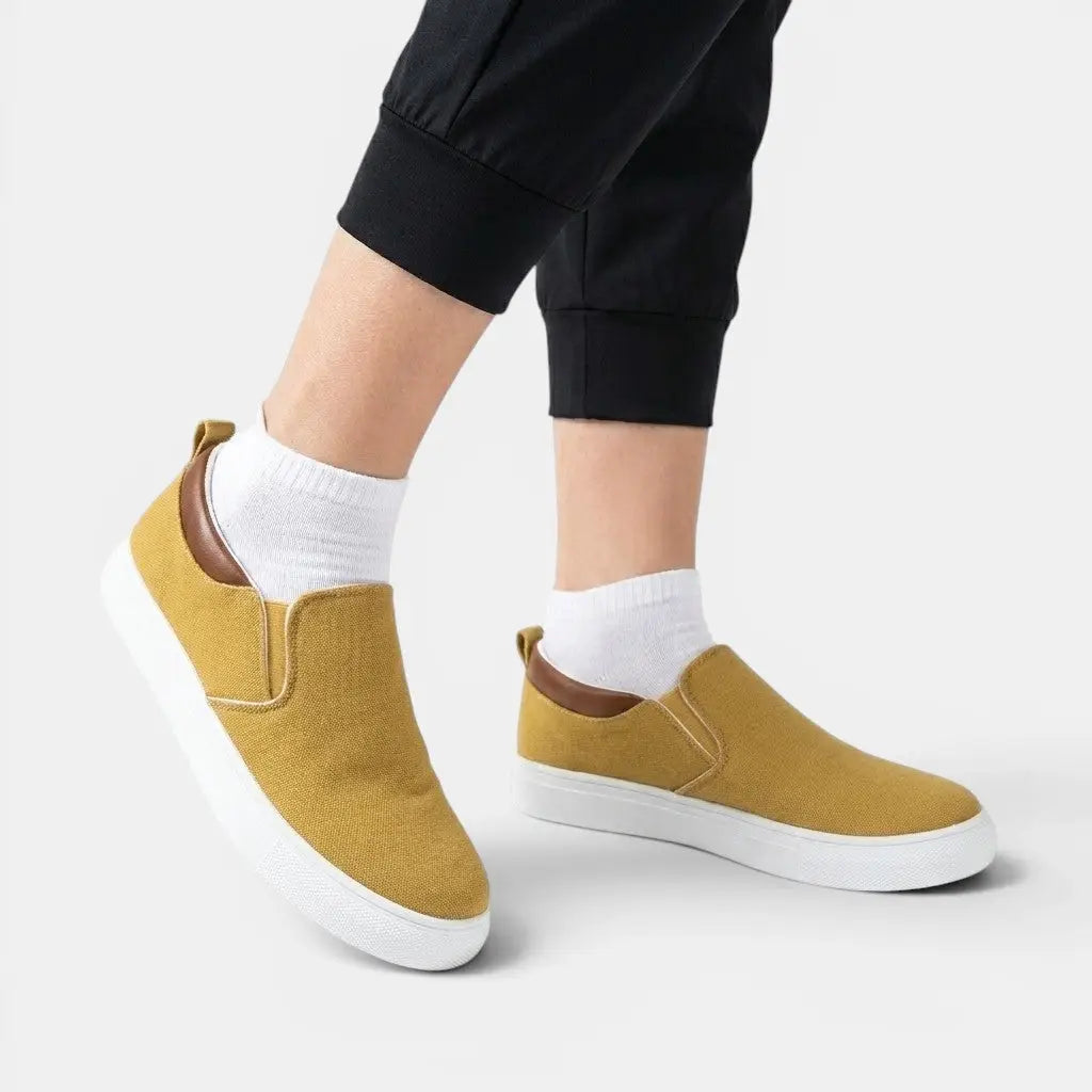 Casualbreeze — Breathable Fabric Slip-On Sneakers With Stylish Comfortable Casual Design Orange