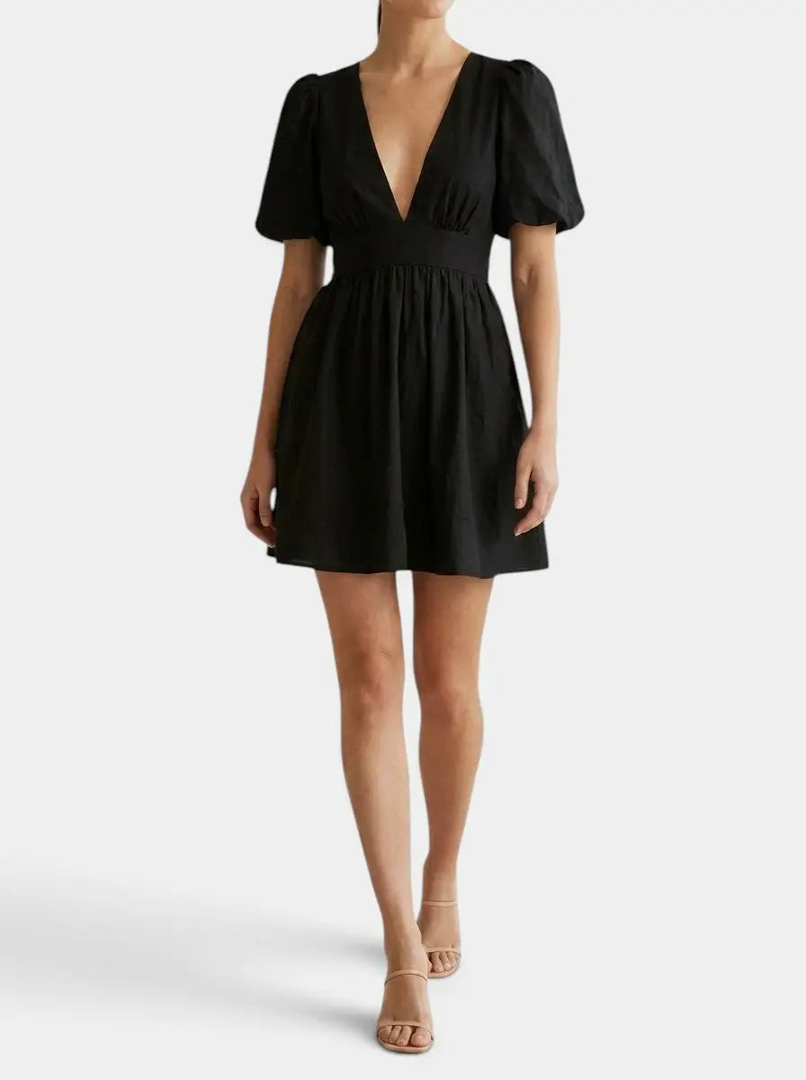 Phoebe — Breathable Mini Dress For Trendy Chic Summer Outfits With Airy Comfort Black