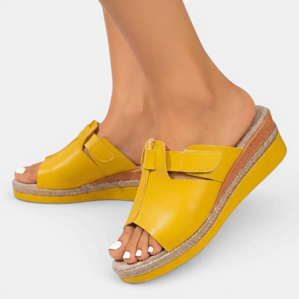 Vibrant — Colorful Cushioned Sandals With Stylish Comfortable Summer Design Lemon Yellow