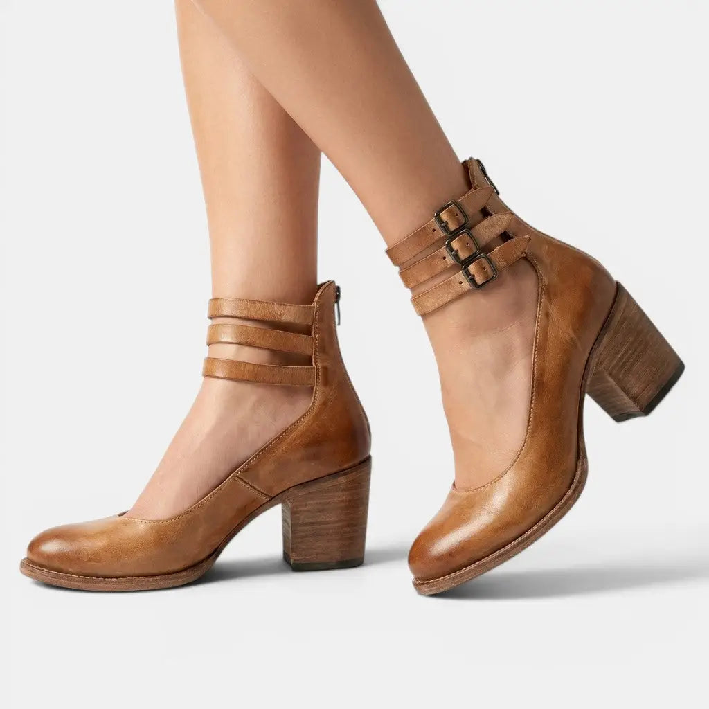Doublewedge — PU Leather Open Toe Wedge Sandals With Comfortable Double Strap Design Brown
