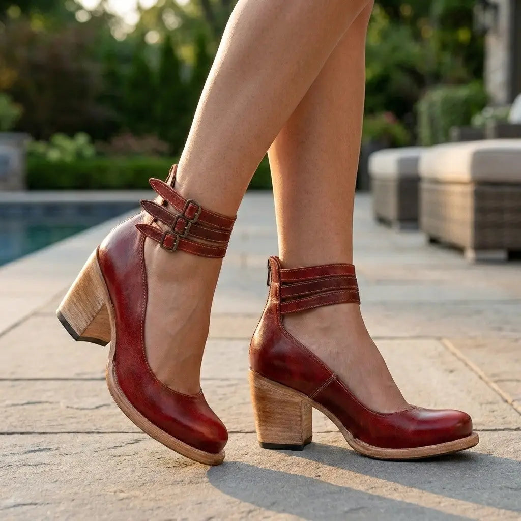 Doublewedge — PU Leather Open Toe Wedge Sandals With Comfortable Double Strap Design