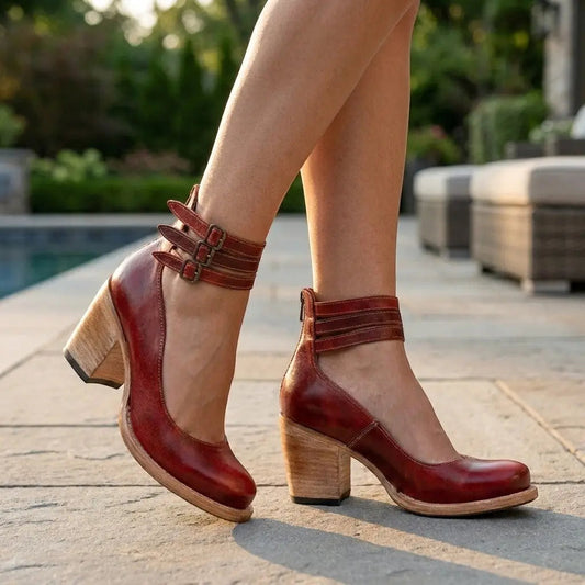 Doublewedge — PU Leather Open Toe Wedge Sandals With Comfortable Double Strap Design
