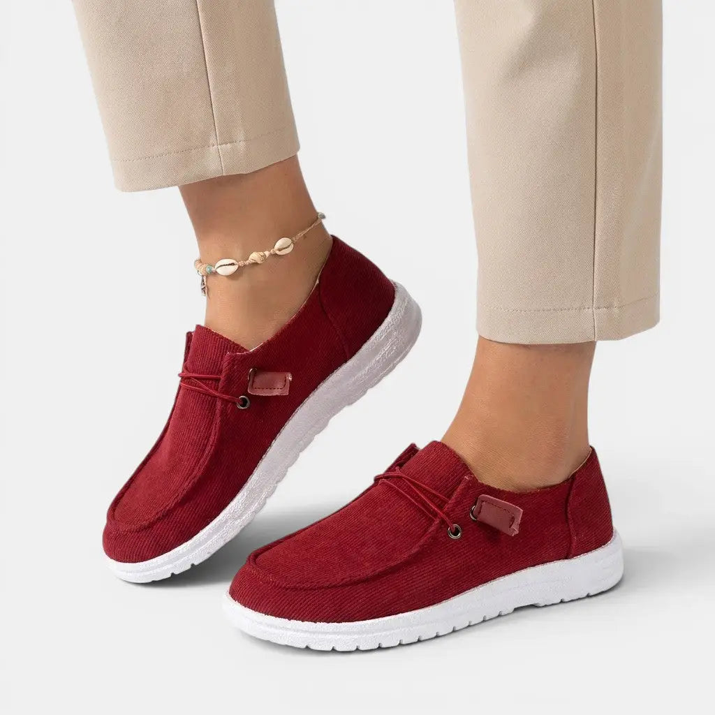 Allseason — Comfortable Fabric Shoes With Chic Slip-On Footwear For All Seasons Red