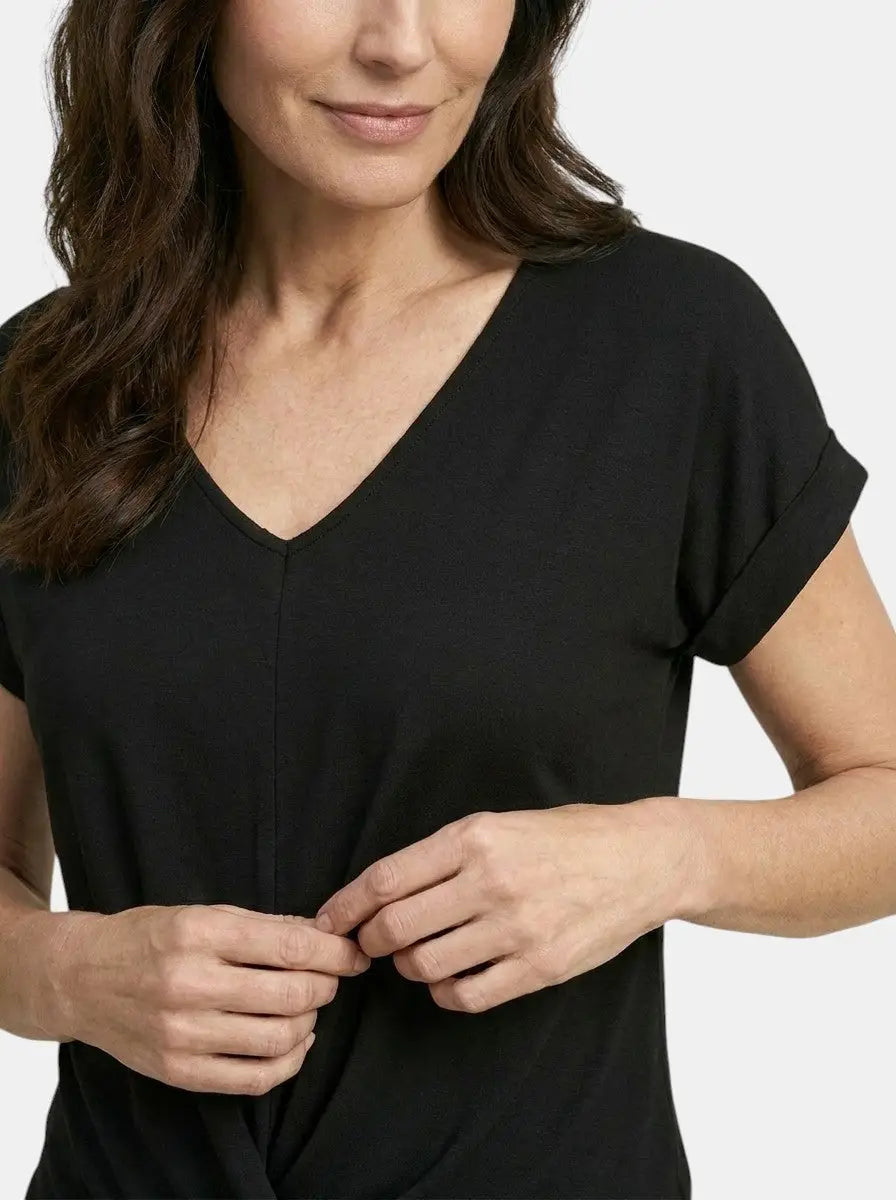 Vesper — Comfortable V-Neck Twist Front Top With Relaxed Short Sleeve Spring Style