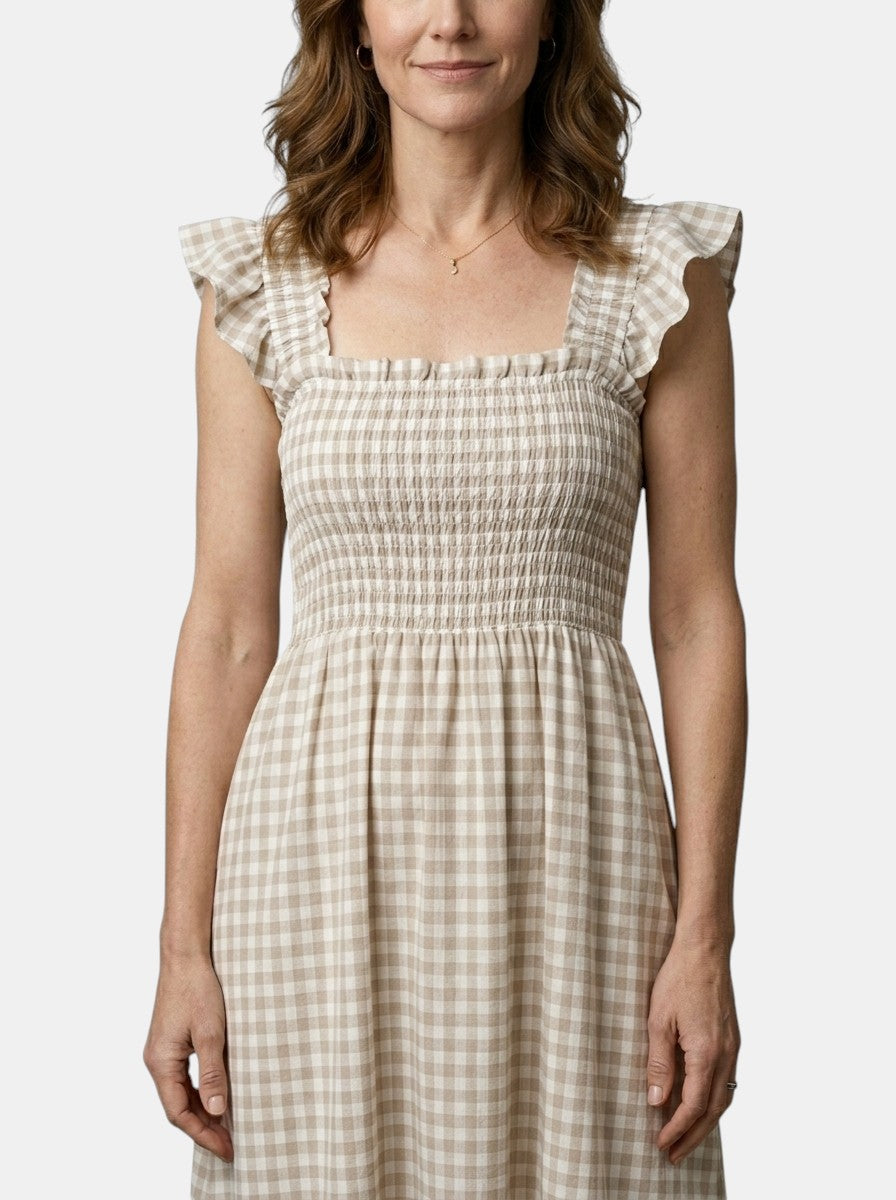 Constance — Cotton Gingham Maxi Dress For Elegant Flowing Summer Charm