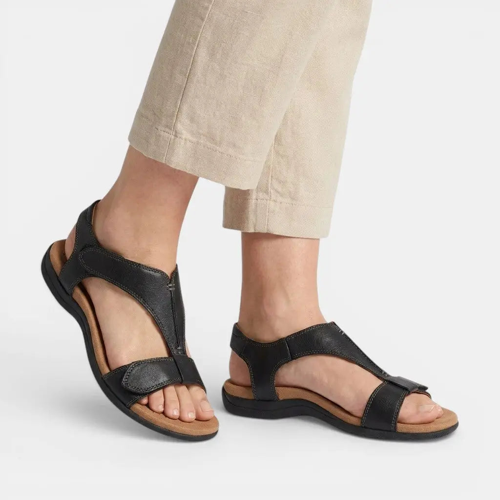 Supportia — Cushioned Orthopedic Sandals With Elegant Supportive Summer Design Black