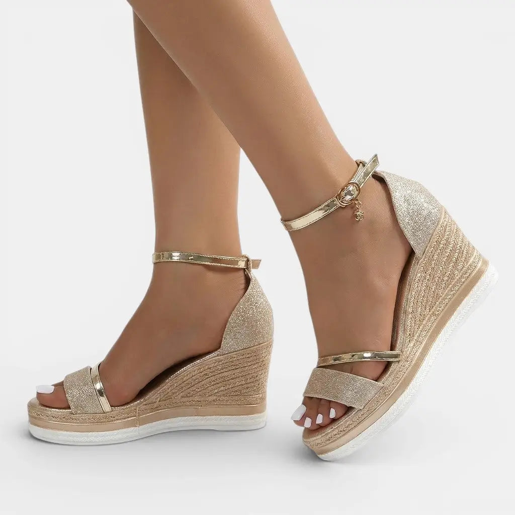 Supportiva — Cushioned Synthetic Sandals With Elegant Supportive Summer Design Gold