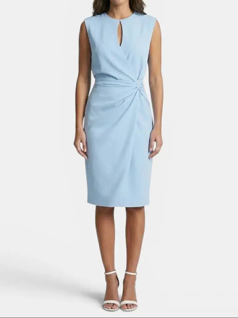 Veronique — Elegant Black Cocktail Dress For Flattering Versatile Evening Wear Light Blue