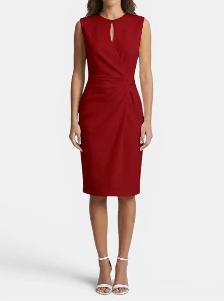 Veronique — Elegant Black Cocktail Dress For Flattering Versatile Evening Wear Red