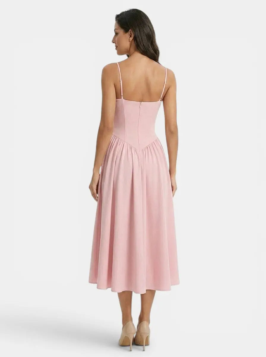 Marisette — Elegant Corset Midi Dress With Flared A-Line Design For Weddings