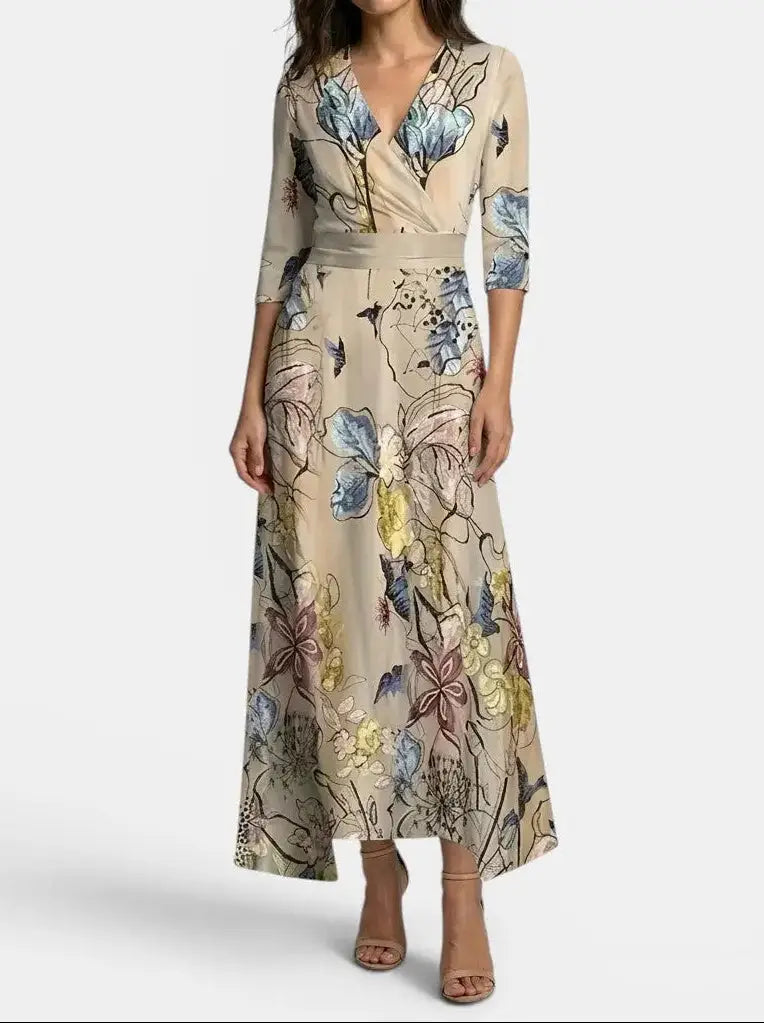 Genevieve — Elegant Fabric Maxi Dress With Graceful Timeless Evening Design Champagne