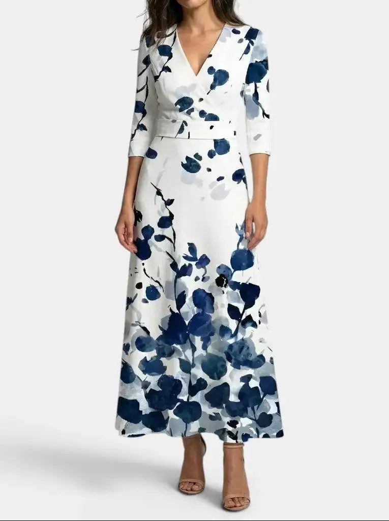 Genevieve — Elegant Fabric Maxi Dress With Graceful Timeless Evening Design Blue