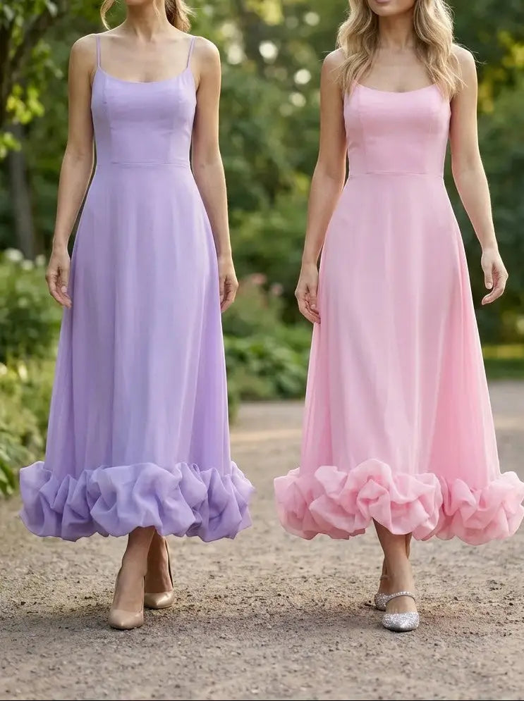 Beatrix — Elegant Fabric Midi Evening Dress With Flattering Ruffle Detail