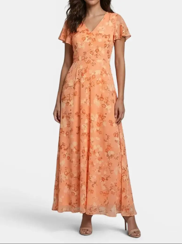 Veronica — Elegant Figure-Flattering Black Dress For Chic Versatile Cocktail Wear Orange