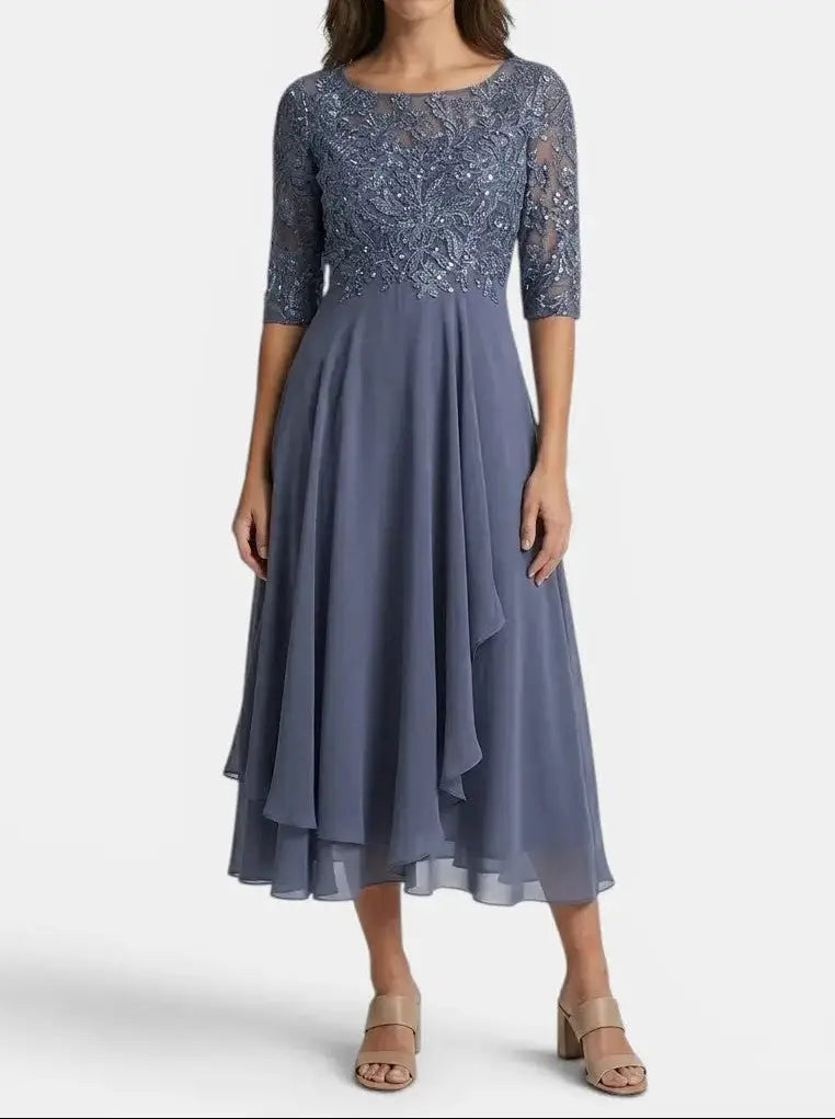 Isabelle — Elegant Lace Dress In Timeless White For Special Occasions Purple