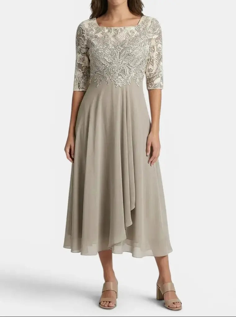 Isabelle — Elegant Lace Dress In Timeless White For Special Occasions Cream