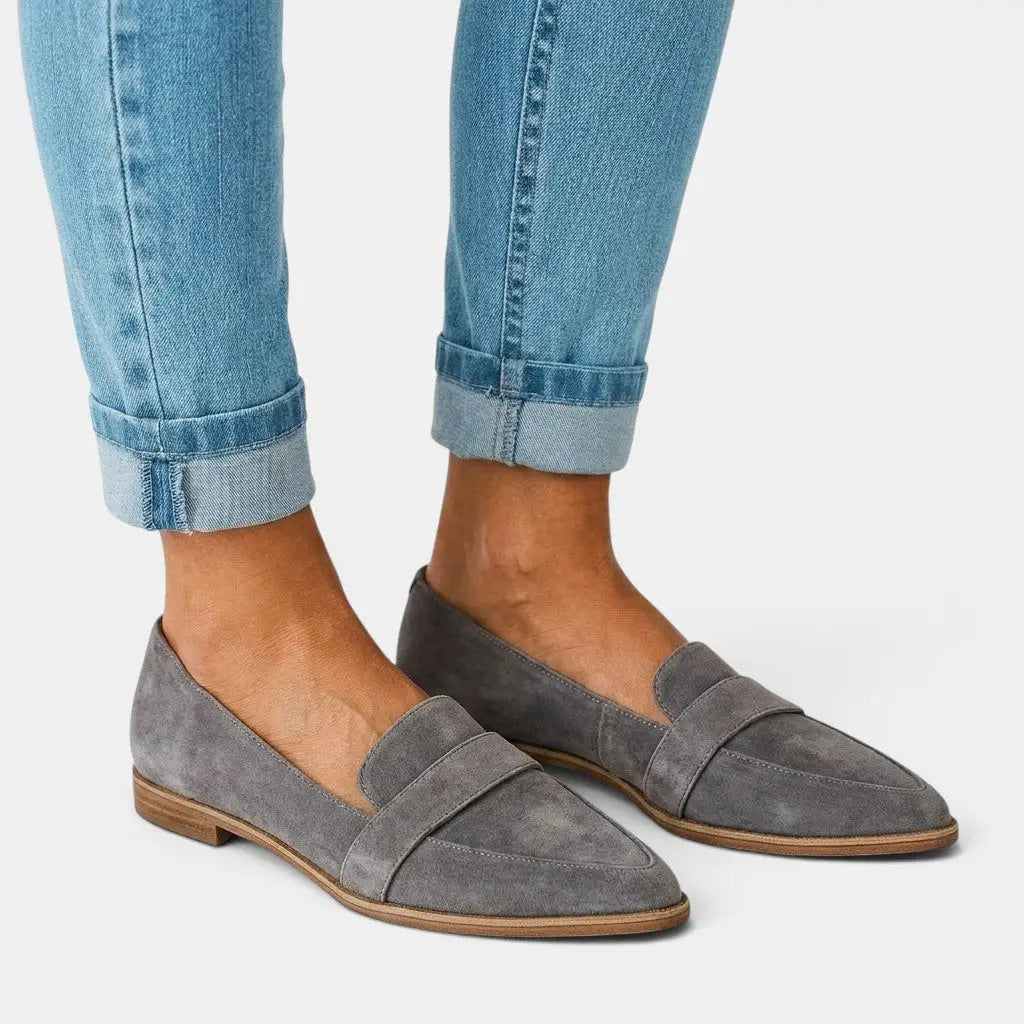 Pennyblack — Elegant Leather Loafers With Chic Black Penny Everyday Design Grey