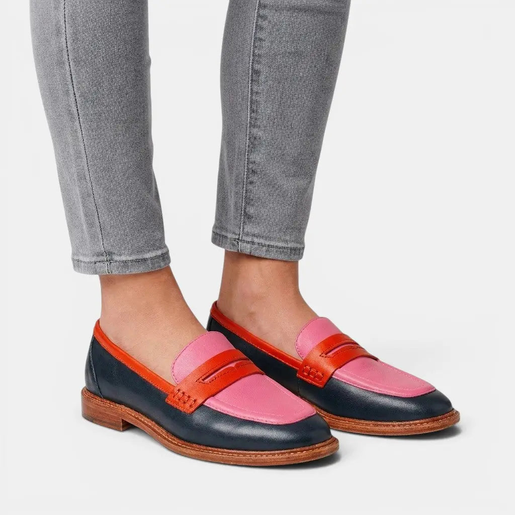 Polishedpinkelegance — Elegant Leather Loafers With Polished Comfortable Slip-On Design Pink