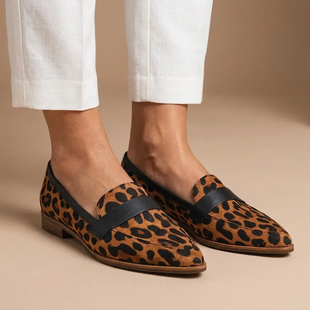 Pointedsummer — Elegant Leather Loafers With Stylish Pointed Toe Slip-On Summer Design Brown