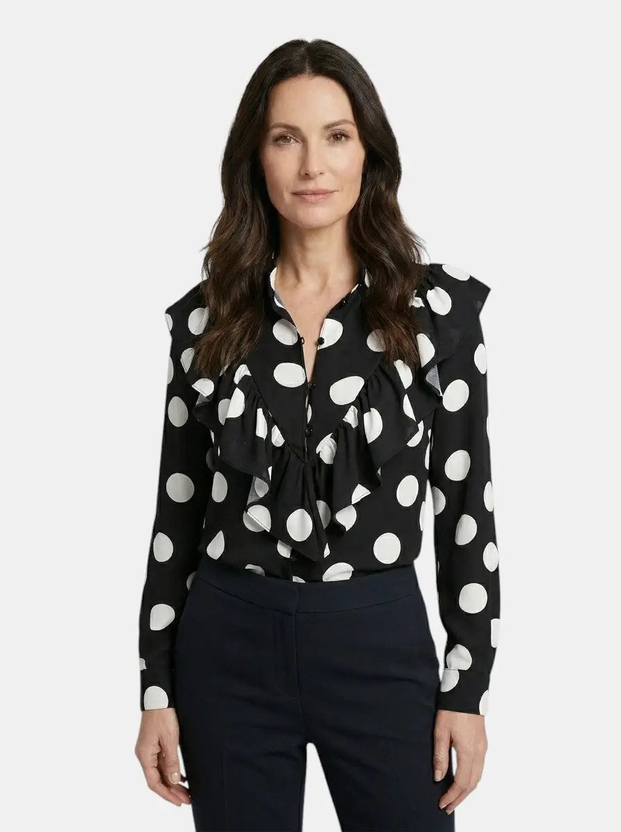 Calliope — Elegant Leopard Print Long Sleeve Blouse For Stylish Year-Round Wear Black