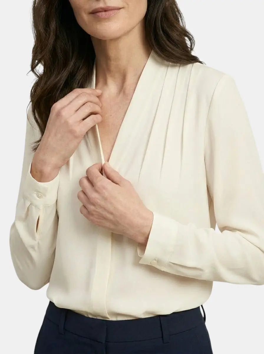 Marisia — Elegant Satin Puff Sleeve Blouse With Tailored Waist Summer Style