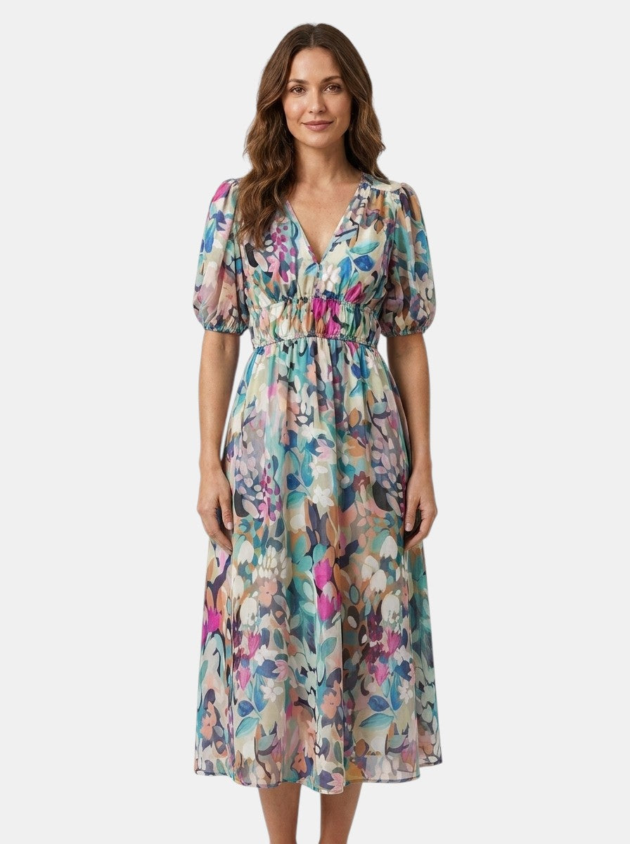 Rosamund — Floral Midi Dress With Lightweight Romantic Summer Style Floral