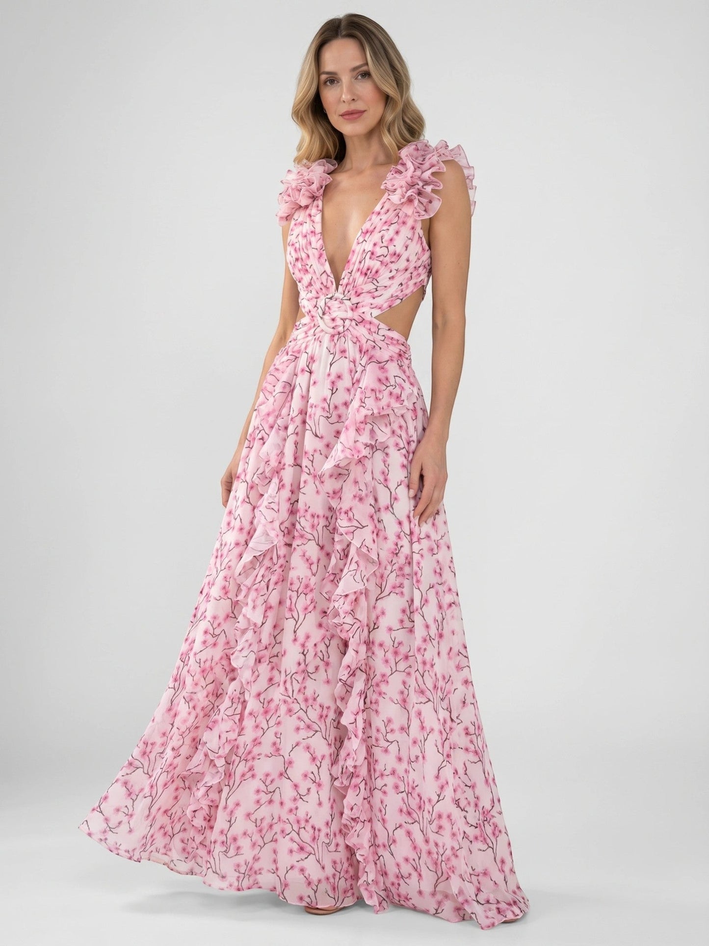Marigold — Floral Maxi Dress With Lightweight Sleeveless Summer Gown Design