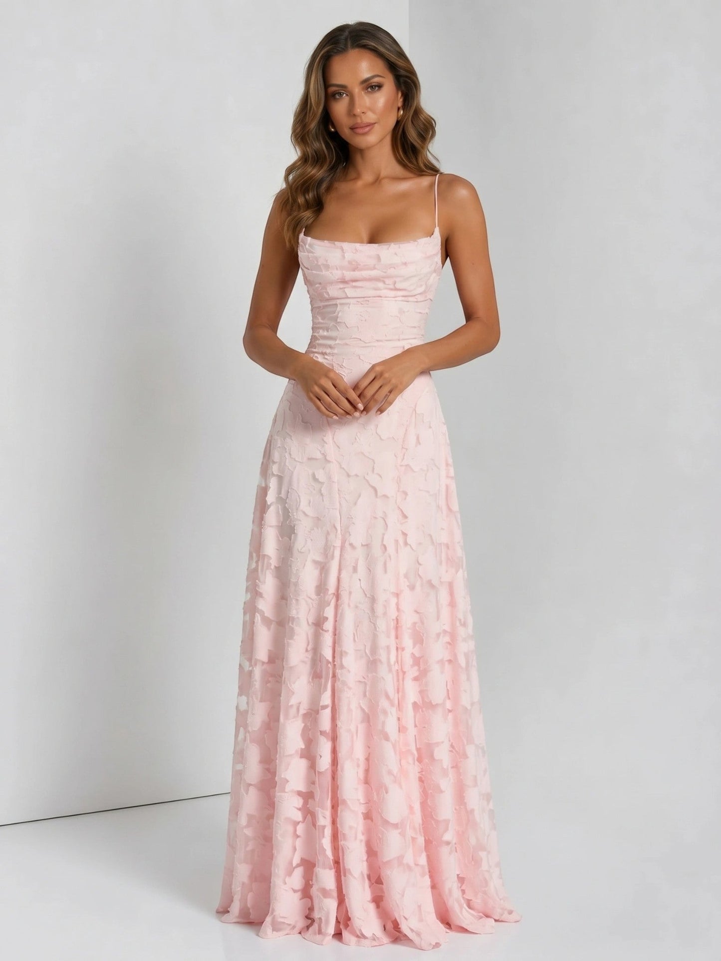 Genevieve — Floral Print Maxi Dress For Elegant Flowing Summer Wear Pink