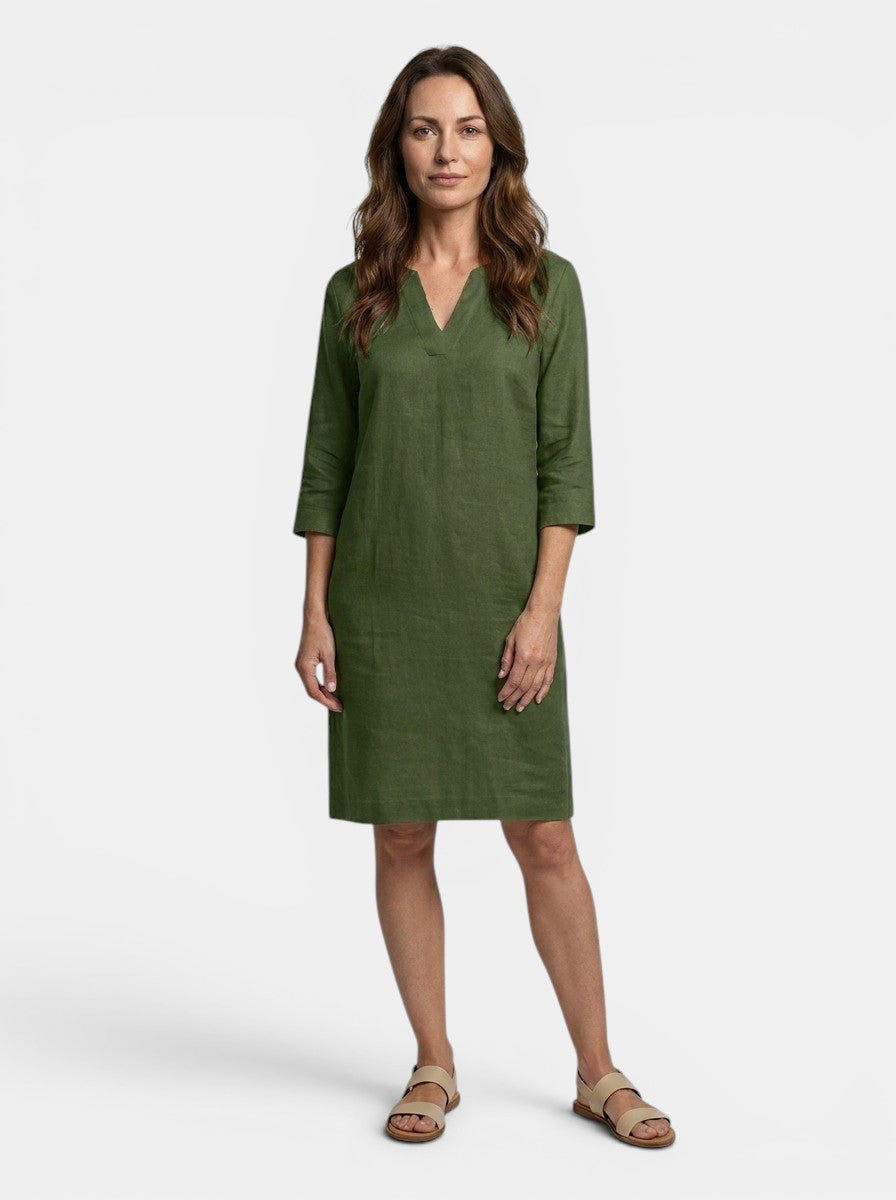 Calliope — Flowing Summer Dress With Elegant V-Neck Layered Design Green