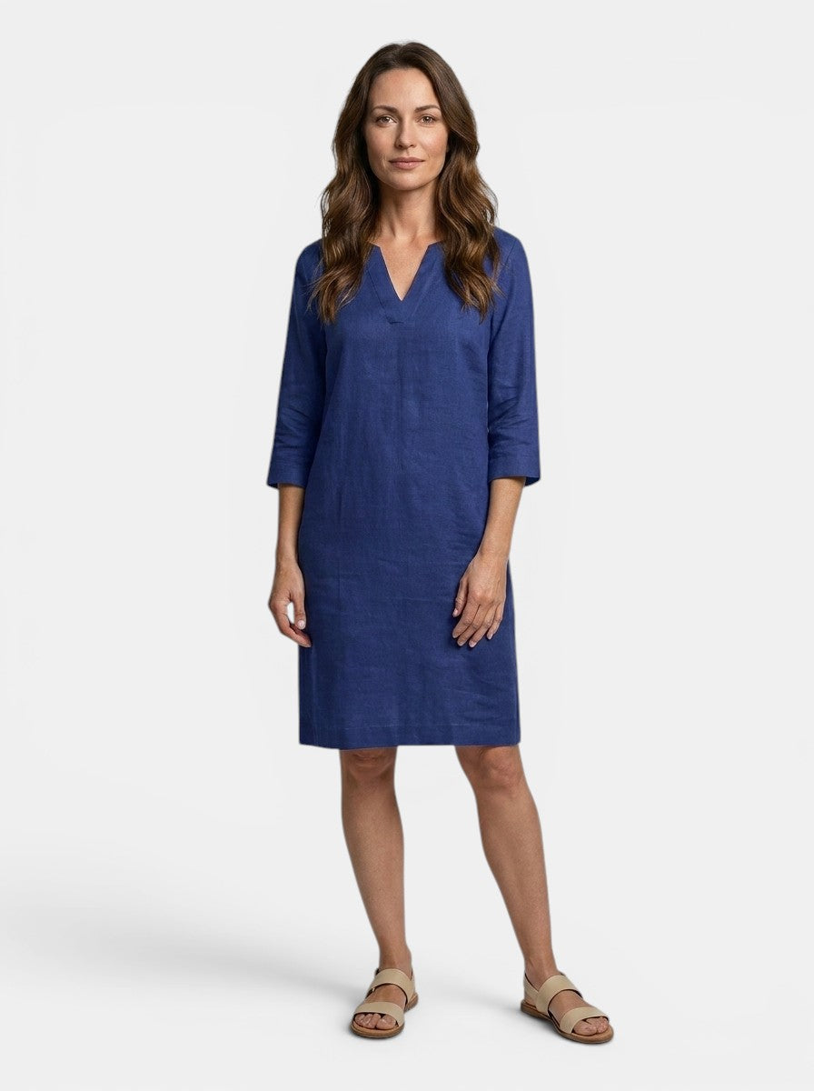 Calliope — Flowing Summer Dress With Elegant V-Neck Layered Design Blue
