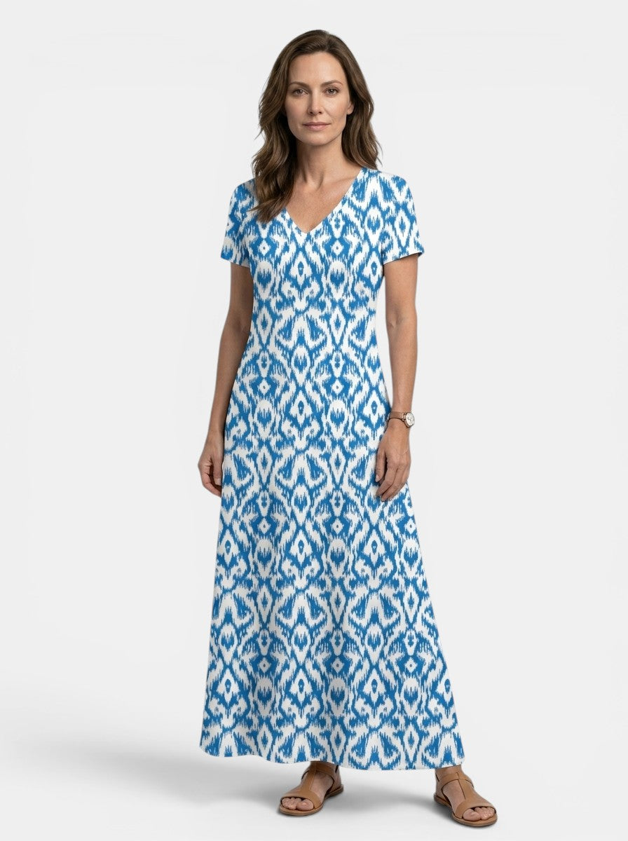 Marcellina — Flowing Viscose Maxi Dress With Elegant Relaxed Summer Style Blue
