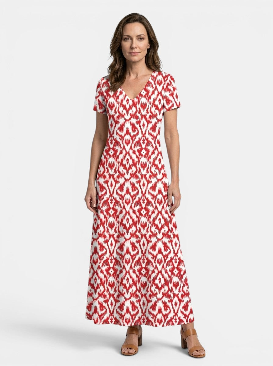 Marcellina — Flowing Viscose Maxi Dress With Elegant Relaxed Summer Style Red