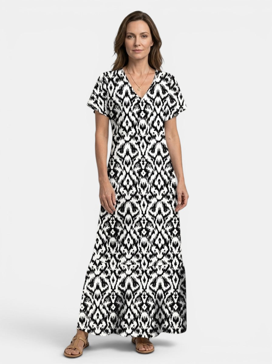Marcellina — Flowing Viscose Maxi Dress With Elegant Relaxed Summer Style Black