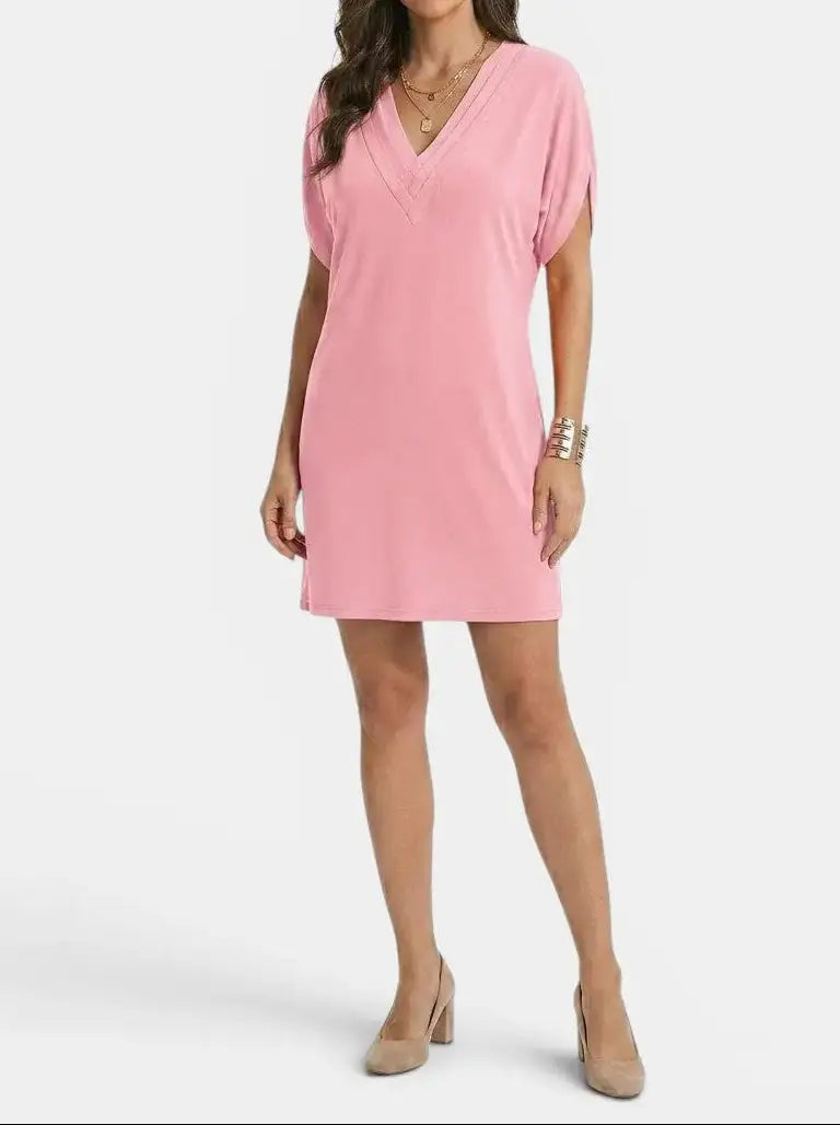 Marielle — Flowy Fabric Maxi Dress With Elegant Tummy-Hiding Summer Design Pink