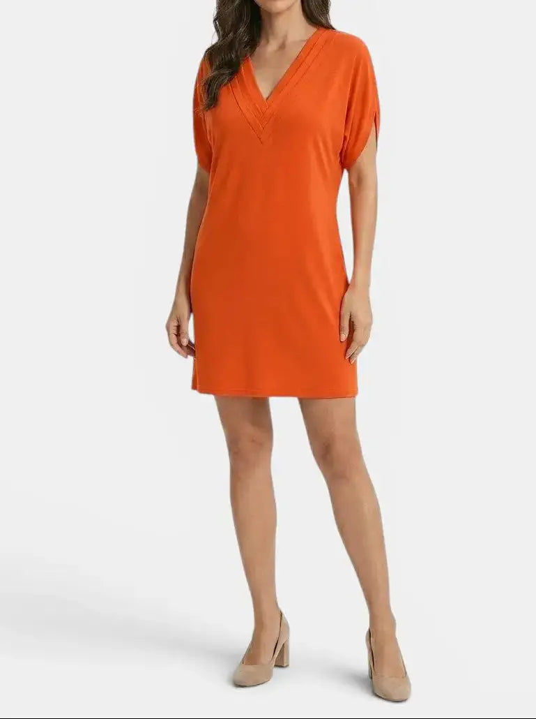 Marielle — Flowy Fabric Maxi Dress With Elegant Tummy-Hiding Summer Design Orange