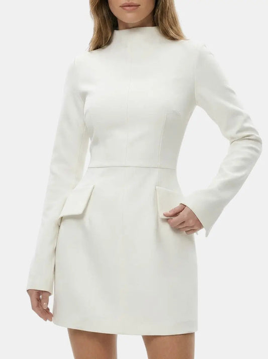 Cassandra — High-Quality Fabric Mini Dress With Elegant Long Sleeves For Colder Months