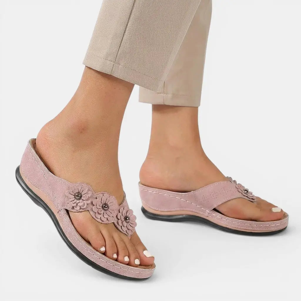 Slipease — Leather Slip-On Sandals With Elegant Orthopedic Comfort Design Pink