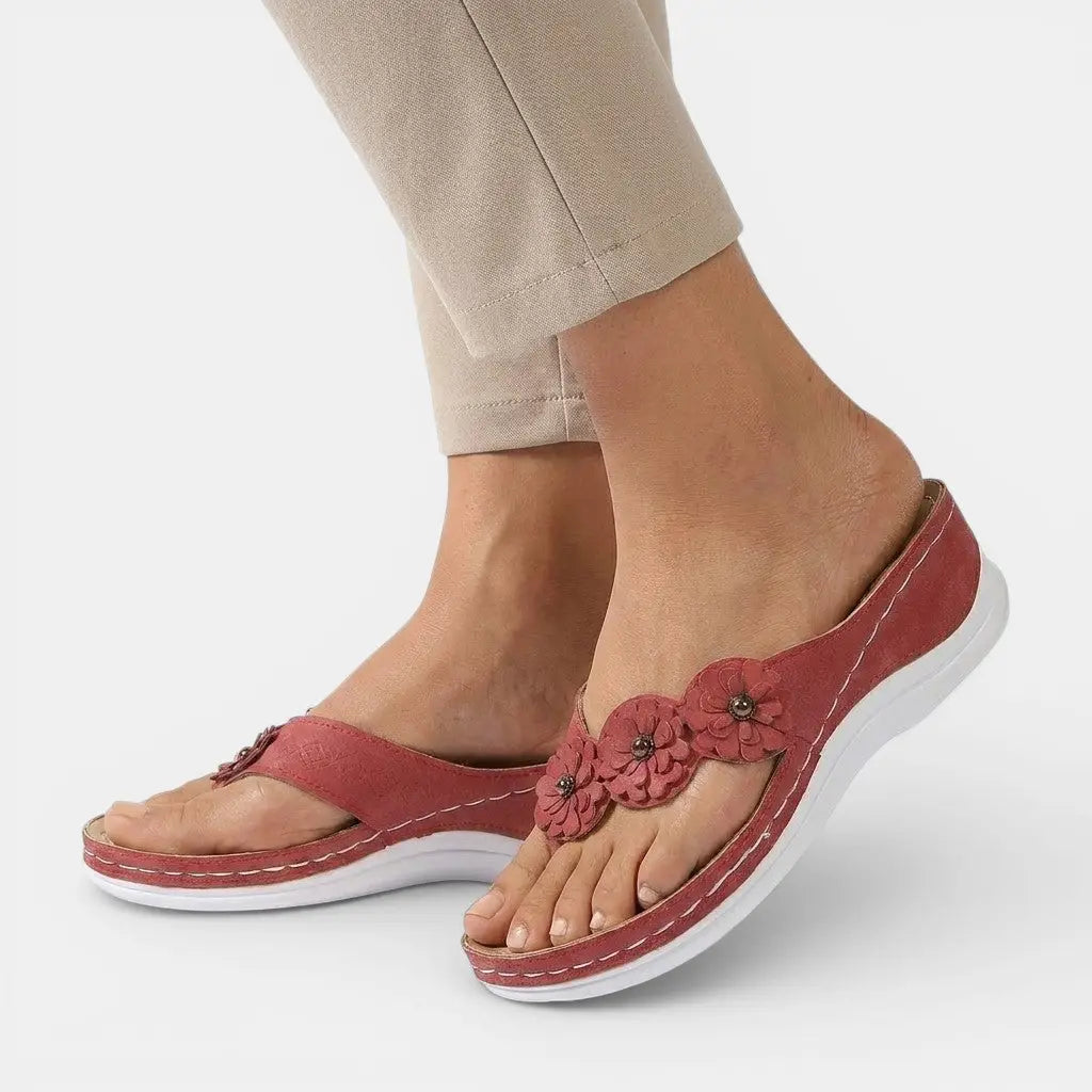 Slipease — Leather Slip-On Sandals With Elegant Orthopedic Comfort Design Red