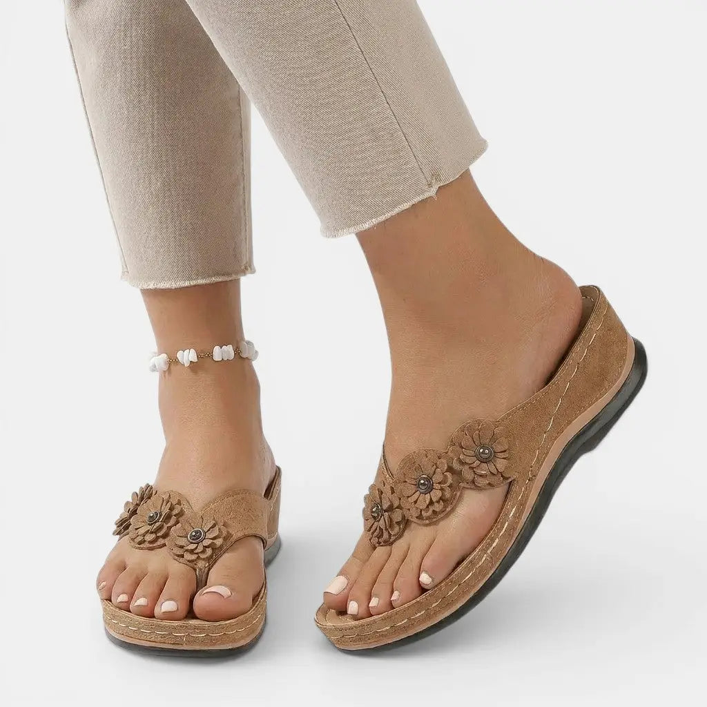 Slipease — Leather Slip-On Sandals With Elegant Orthopedic Comfort Design Brown