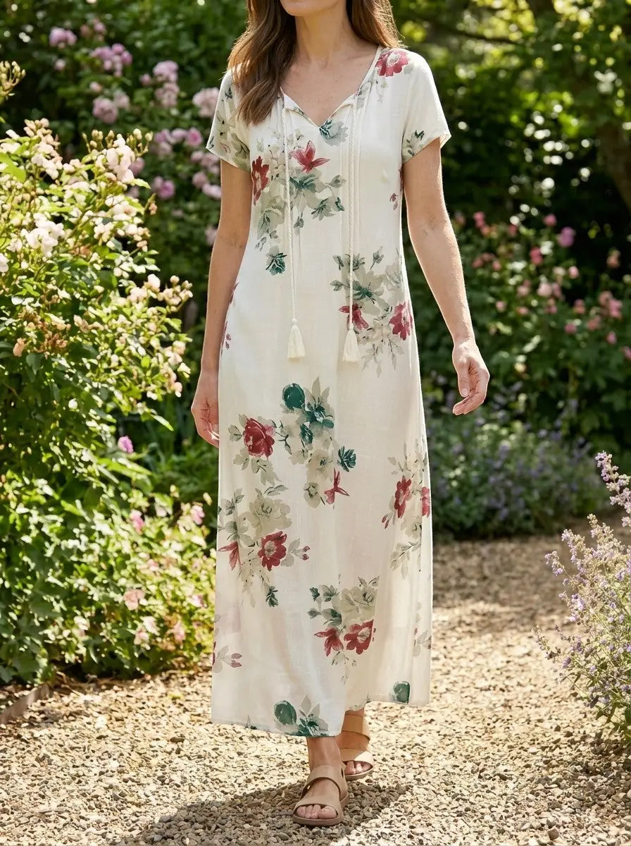 Calandra — Light Airy Fabric Maxi Dress With Flattering Bohemian Summer Design