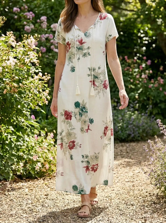 Calandra — Light Airy Fabric Maxi Dress With Flattering Bohemian Summer Design