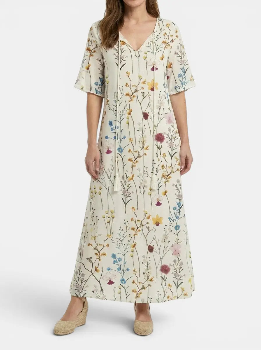 Calandra — Light Airy Fabric Maxi Dress With Flattering Bohemian Summer Design White 2