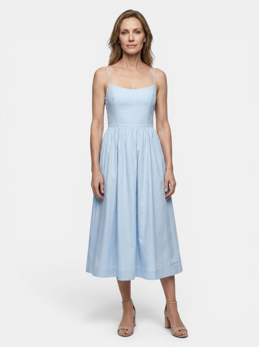 Theodosia — Lightweight Cotton Maxi Dress With Elegant Sleeveless Summer Formal Design Light Blue