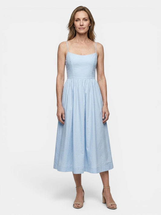 Theodosia — Lightweight Cotton Maxi Dress With Elegant Sleeveless Summer Formal Design Light Blue