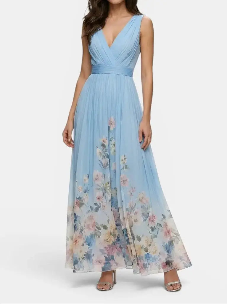 Rosalind — Lightweight Elegant Summer Dress With Flattering Airy Comfort Light Blue