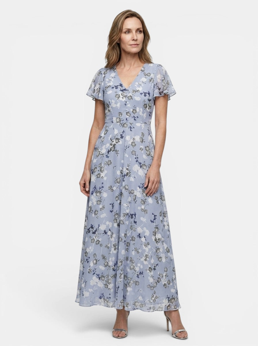 Florentyna — Lightweight Floral Maxi Dress For Elegant Flowing Summer Style Light Purple
