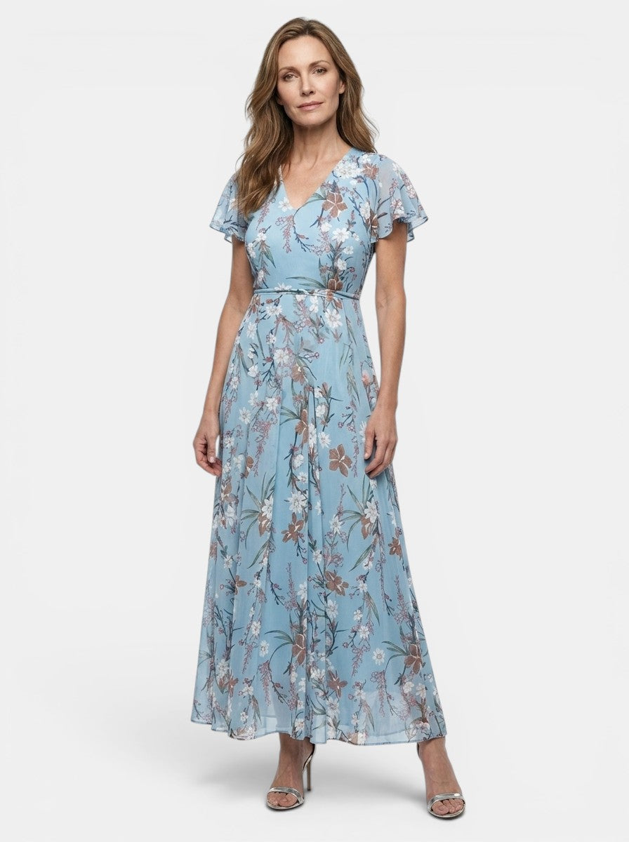 Florentyna — Lightweight Floral Maxi Dress For Elegant Flowing Summer Style Blue
